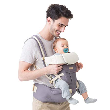 Unichart 360 All Carry Positions Baby Carrier Baby Hip Seat Carrier Perfect Baby Shower Gift (Grey)