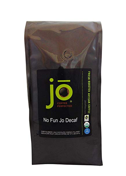 NO FUN JO DECAF: 2 lb, Organic Decaf Ground Coffee, Swiss Water Process, Fair Trade Certified, Medium Dark Roast, 100% Arabica Coffee, USDA Certified Organic, NON-GMO