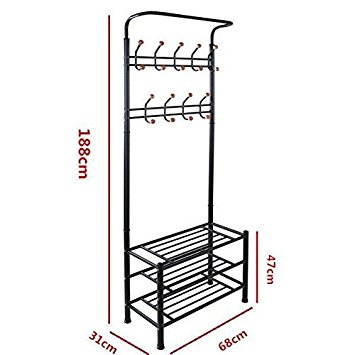 Yaheetech Metal Multi-purpose Coat Stand With Hanging Hooks (Black)