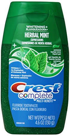 Crest Complete Multi-Benefit Whitening Plus Extreme Herbal Mint Expressions Liquid Gel Toothpaste 4.6 oz., (Pack of 4)