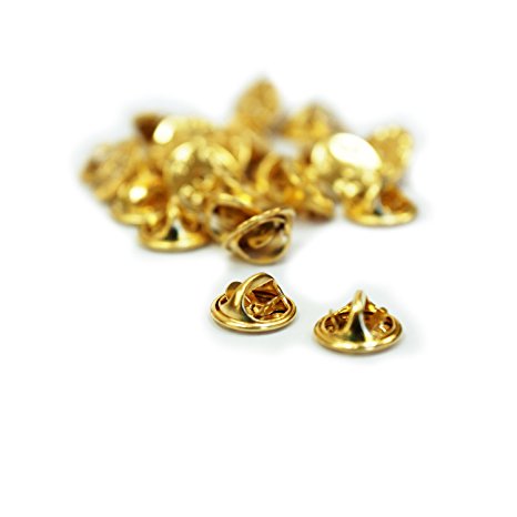 APEX Brass Butterfly Clutch Metal Uniform Pin Badge Insignia Clutches Backs - Quantity: 25 Pack