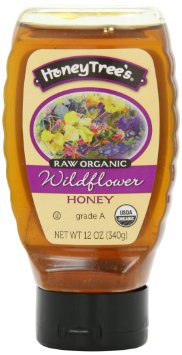 HoneyTrees Raw Organic Honey Wildflower 12 Ounce