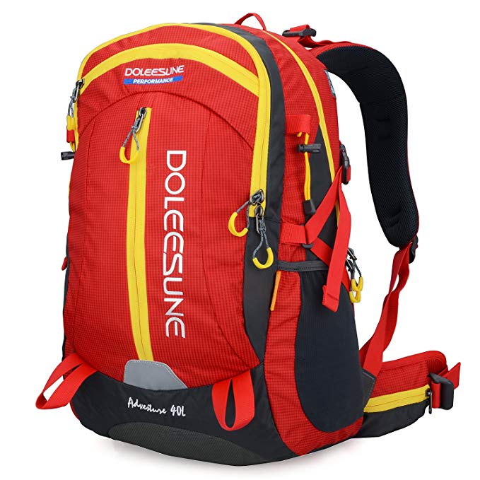 Doleesune 40l Outdoor Hiking Daypacks Camping Backpack Sports Cycling Climbing Frame Backpacks Waterproof Mountaineering Pack 2387 (Orange)
