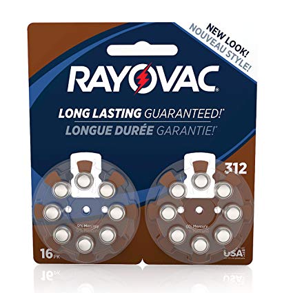 RAYOVAC Size 312 Hearing Aid Batteries, 16-Pack, L312ZA-16ZMB