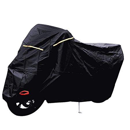 Tokept All-Weather Indoor Outdoor Waterproof Motorcycle Cover-Heavy Duty Black Oxford(XXL) for Honda, Yamaha, Suzuki, Harley etc. Protected Year Round