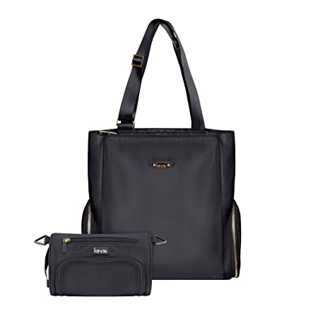 Kiinde Anika Breast Pump Bag with Cooler Pocket, Laptop Compartment, Large Capacity and Stylish, Black with Grey Interior, Includes Ariya Wet/Dry Pump Parts Bag
