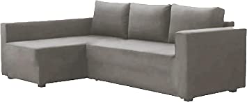 HomeTown Market The Cotton Manstad Cover Replacement is Custom Made for IKEA Manstad Sofa Bed with Chaise Sectional Cover, Or Corner Slipcover (Right ARM Longer, Light Gray)