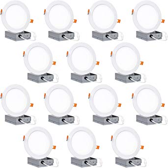 Hyperikon 6 Inch LED Recessed Lighting Slim Downlight, 14W Dimmable Halo Lights with Junction Box, 80 Watt Replacement Ceiling Wafer Lights, 3000k, 14 Pack, UL Listed