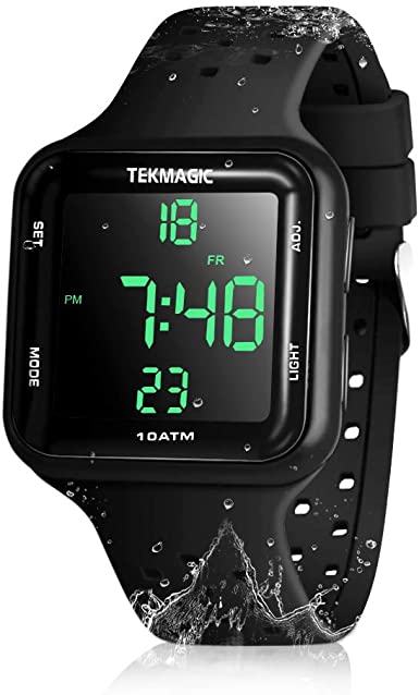 100m Water Resistant Scuba Diving Watch with Stopwatch, Alarm Clock Functions, Dual Time Display, 12/24 Hour Format