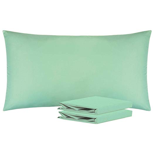 NTBAY King Pillowcases Set of 2, 100% Brushed Microfiber, Soft and Cozy, Wrinkle, Fade, Stain Resistant, with Envelope Closure, Mint