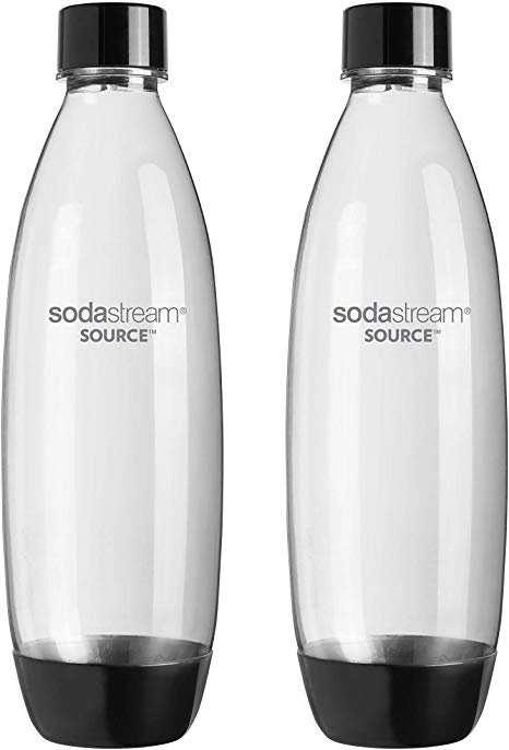 SodaStream Sparkling Water Machines Bottles 1 Litre Twin Pack, Black