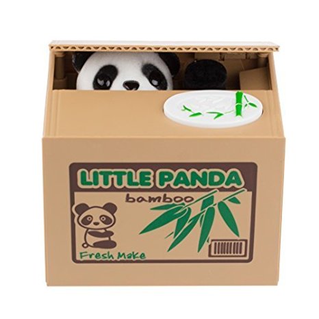 Sunsbell Panda Stealing Cute Coin Bank Money Saving Collection Box Cents Penny Container