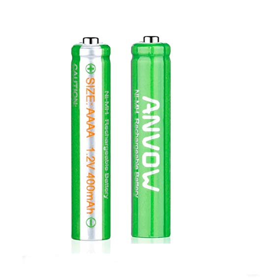 AAAA Batteries, ANVOW Rechargeable AAAA Batteries for Surface Pen, Rechargeable AAAA battery for Active Stylus, Ni-MH 1.2V 400mAh With Storage Box (2-Pack)