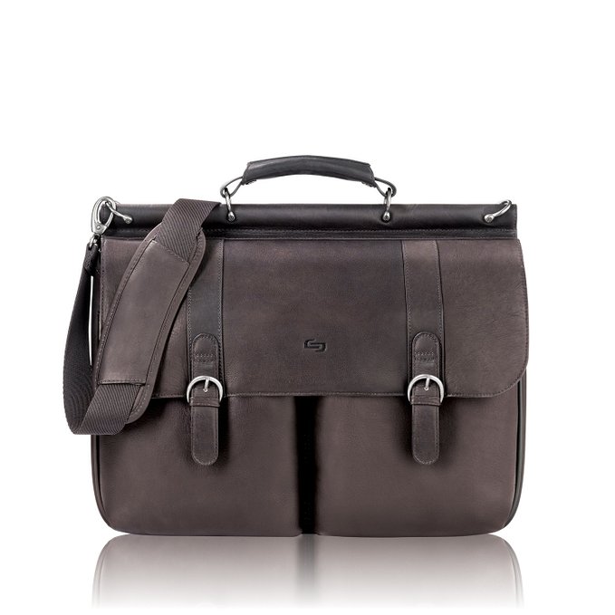Executive Leather Briefcase, 16", 16 1/2 x 5 x 13, Espresso