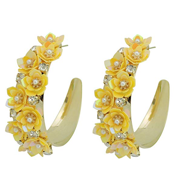 Coiris Elegant Sequins Flower Dangle Earrings for Women