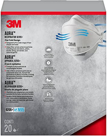 3M Aura Particulate Respirator 9205  N95, 20/Pack