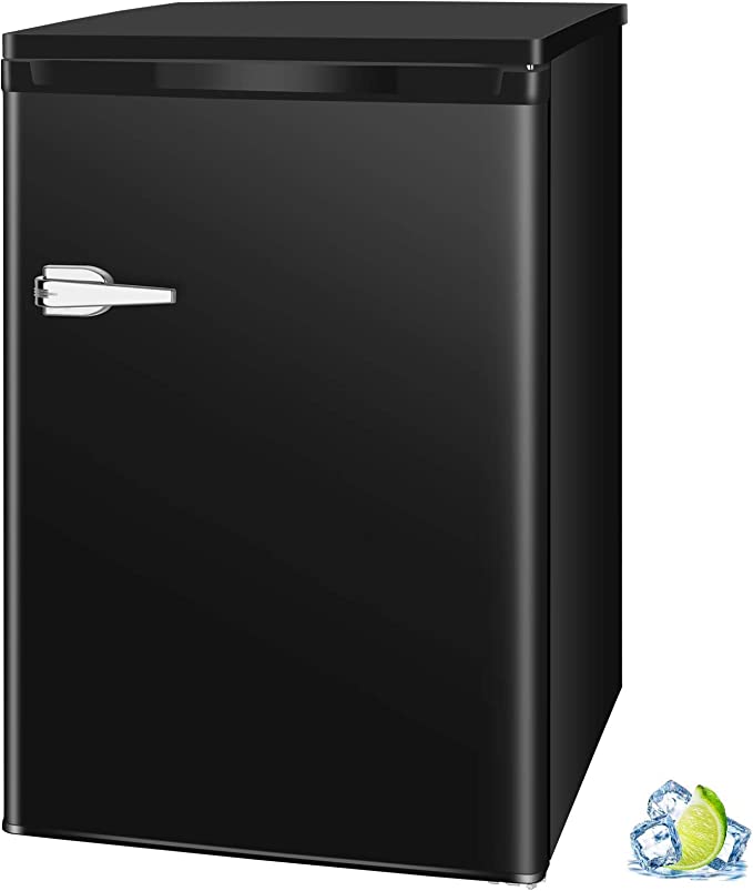 R.W.FLAME Upright Compact Freezer 3.0 Cu.ft, Freestanding Mini Freezer with Removable Shelf, Single Door, Adjustable Temperature Control, for Home, Office, Apartment(Black)