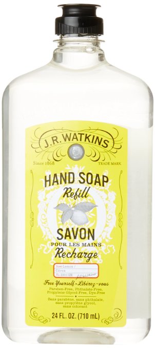 J.R. Watkins Natural Liquid Hand Soap, Lemon, 24 Ounce Refill