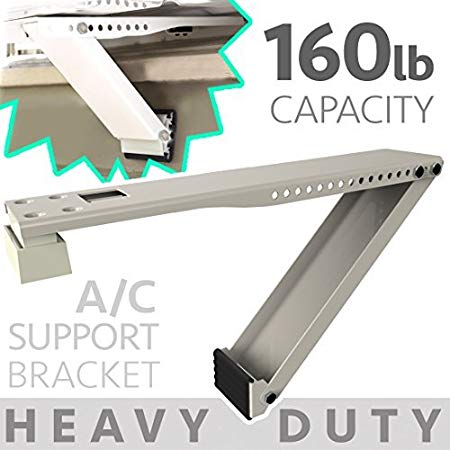 Universal Window Air Conditioner Bracket - 1pc Heavy-Duty Window AC Support - Support Air Conditioner Up to 160 lbs. - for 12000 BTU AC to 20000 BTU AC Units (HD 1PC ACB) (1, Heavy Duty- ONE ARM)