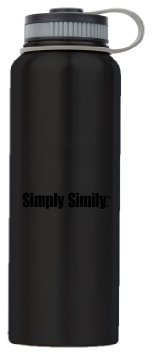 Simply Simily Stainless Steel Water Bottle - Wide Mouth - BPA Free - Double Walled Vacuum Insulated, 40 Oz