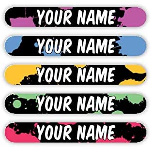 100 Mini Personalized Waterproof Custom Name Tag Labels (Paint Splatter Theme)