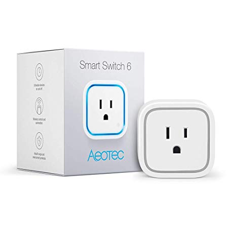 Aeotec Smart Switch 6, Z-Wave Plus Wireless Control Plug for Home Security Automation, 15A Mini Size, Monitor Power, New Design without USB port