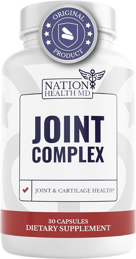 NATION HEALTH MD Joint Complex - Joint & Cartilage Health - Joint Support Supplement with Calcium, NEM Eggshell Membrane, Boswellia Serrata - Knee Supplements for Men & Women, 60 Capsules