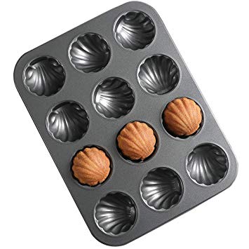 MyLifeUNIT Madeleine Cookie Mold, Carbon Steel Shell Baking Pan with 12-Cavity