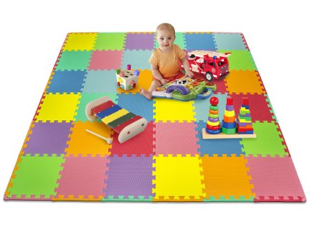 Matney® Foam Mat Puzzle Piece Play Mat Set - Safe for Kids to Play and Learn - Great for Nurseries, Play Rooms, Gyms, Day Care, Classrooms, Playgrounds Etc. - 36 Tile Pieces And Borders