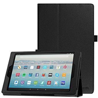 Famavala Folio Case Cover with Auto Wake / Sleep for All-New 10.1" Amazon Fire HD 10 Tablet [7th Generation 2017 / 5th Generation 2015] (ABlack)