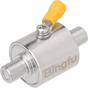 Bingfu Coaxial Lightning Arrestor 75 ohm F Female to F Female Jack DC-3GHz Surge Protector with 90 V Gas Tube Surge Arrester Antenna Lightning Protection for Satellite Cable TV Antenna 2G 3G 4G LTE