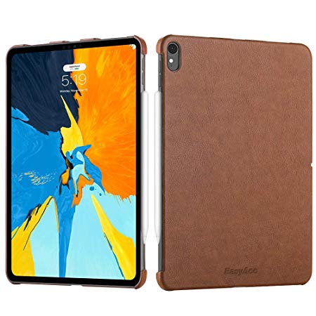 EasyAcc Case for iPad Pro 11 2018, Compatible Apple Pencil 2, Ultra Slim Light Back Cover Premium PU Leather Protective Portable Case, Brown