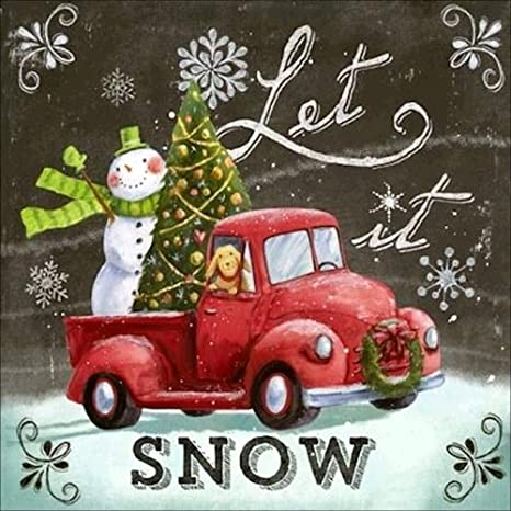 Let it Snow Christmas Diamond Painting - PigBoss Full Diamond Embroidery Arts Crafts Cross Stitch Kits - Christmas Tree Snowman Car Diamond Painting Decor for Adults (11.8 x 11.8 inches)