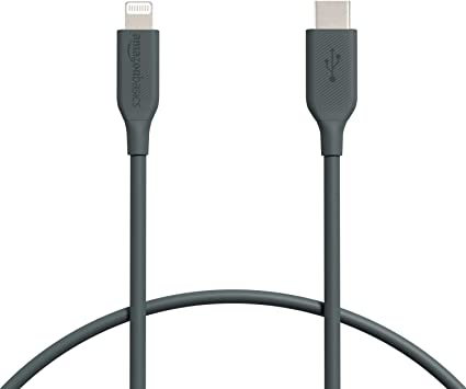 AmazonBasics USB-C to Lightning Cable, MFi Certified Apple Charger for iPhone 11 Pro/11 Pro Max - Midnight Green, 1-Foot (Durability Rated 4,000 Bends)