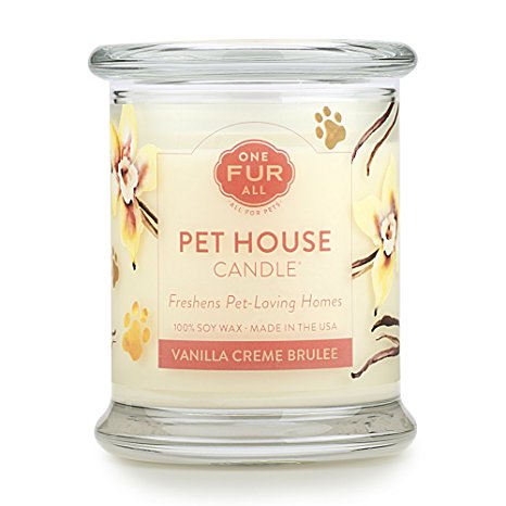 Pet House Candle in 15 Fragrances - All Natural Soy Wax Candle and Pet Odor Eliminator - Eco-Friendly, Non-Toxic, Paraffin-Free - 60-70-Hour Burn Time - Vanilla Creme Brulee