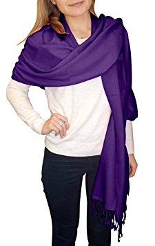 Peach Couture 28"x78" Large 100% Pure Certified Cashmere Shawl Wrap Scarf - Purple