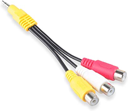 Conwork 3.5mm Stereo Male to 3 RCA Female Splitter Extension Cable for Audio Video AUX Port - 6 inch