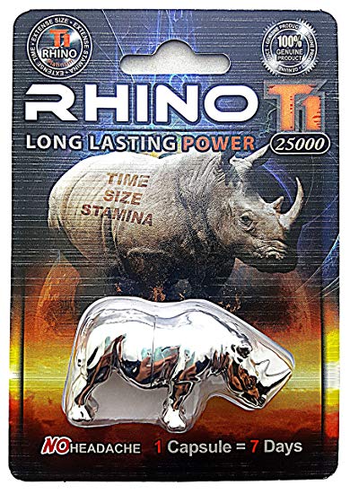 Rhino T1 25000 - Sexual Male Enhancement Supplement - Time Size Stamina - 10 Pack