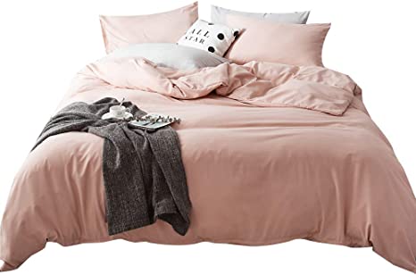 Twin Duvet Cover Pink for Girls Women,3 Pieces Super Soft Washed Microfiber Kids Duvet Cover Set with Zipper Closure,Premium Solid Princess Pink Luxury Bedding Sets,No Comforter
