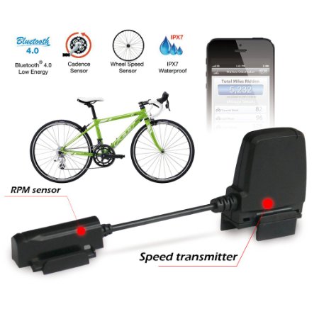 Toprime®Bluetooth Bike Speed Sensor and Cadence Sensor with APP for Many Iphone Devices,Black