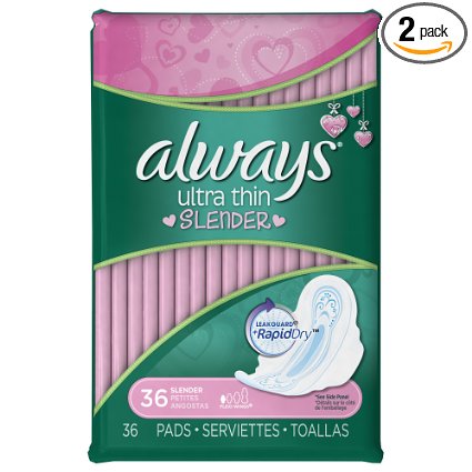 Always Ultra Thin  Slender Flexi-wings  36 Count (Pack of 2)