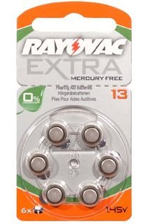 Rayovac Size 13 Mercury Free Hearing Aid Batteries - 10 Packets of 6 Cells   Free Battery Caddy