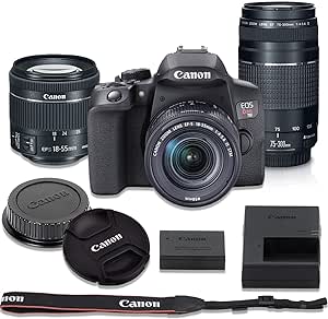 Canon EOS Rebel T8i DSLR Camera with 18-55mm Lens Bundle   Canon 75-300mm III Lens Included with Manufacturer Accessories - 1 Year Canon USA Warranty