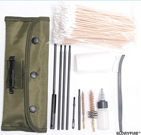 GLORYFIRE Gun Cleaning Kit AR15 / M16 /M4 Pistol Cleaning Kit Universal Butt Stock Cleaning Kit for all M16 and AR15 Variants Tactical Rifle Gun Brushes Set