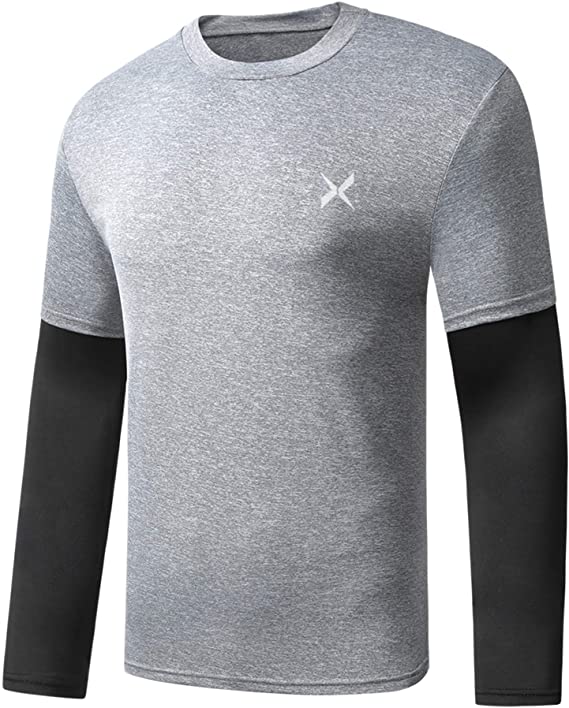 Xtextile Men's Long Sleeve Athletic T-Shirt Cool Dry Performance Outdoor Running Workout Shirt