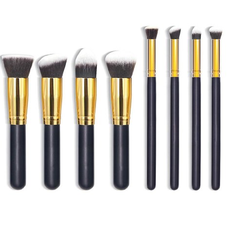 Makeup Brush Set Premium Kabuki Cosmetic Brushes Set Tools Cosmetics Eyeshadow Foundation Blending Blush Eyeliner Face Powder Kit&Applicators-Professional Grade&Tested Synthetic Bristles 8Pcs