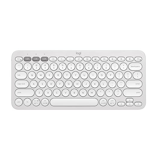 Logitech Pebble Keys 2 K380s, Multi-Device Bluetooth Wireless Keyboard with Customisable Shortcuts, Slim and Portable, Easy-Switch for Windows, macOS, iPadOS, Android, Chrome OS - Tonal White