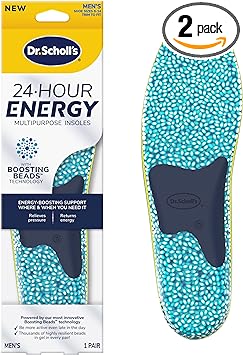 Dr. Scholl's® 24-Hour Energy Multipurpose Insoles, Returns Energy with Every Step, Relieves Foot Pressure & Tired Achy Feet, Memory Foam & Gel Insert, Men's Shoe Size 8-14, 1 Pair