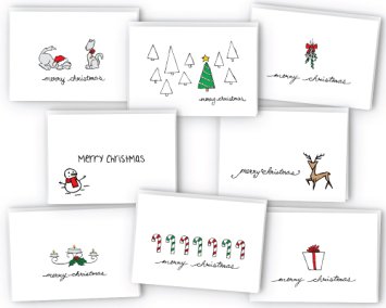 Merry Christmas Greeting Cards Collection - 24 Cards & Envelopes