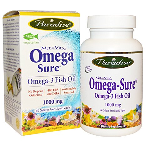 Paradise Herbs, Med Vita, Omega Sure, Omega-3 Fish Oil